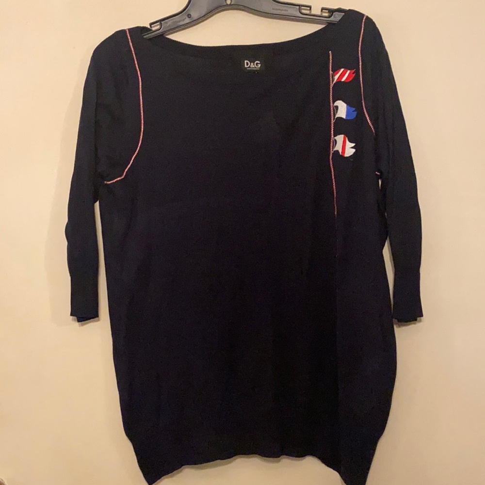 D&G by Dolce&Gabbana nautical navy sweater Sz. XL